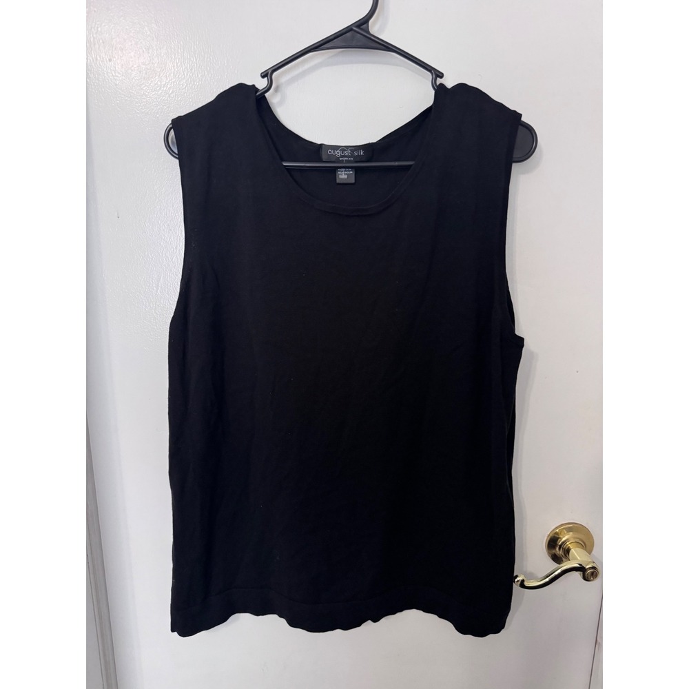 August Silk Woman Black Sleeveless Knit Scoop Neck Shell Top Plus Size 2X